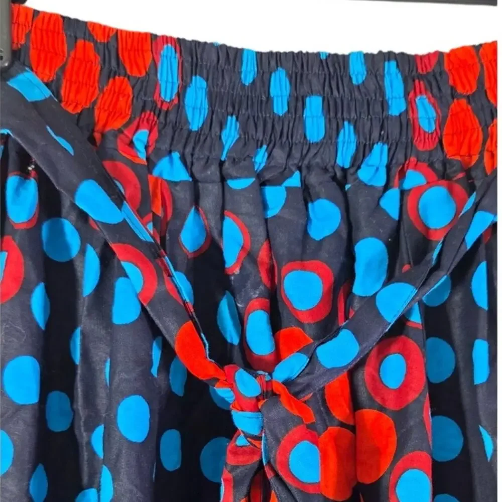 NF Flare skirt elastic waist belted knee length polka‎ dot one size60